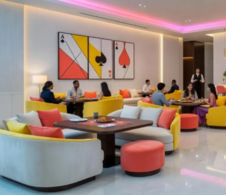 Interiér moderní restaurace s casino lounge atmosférou