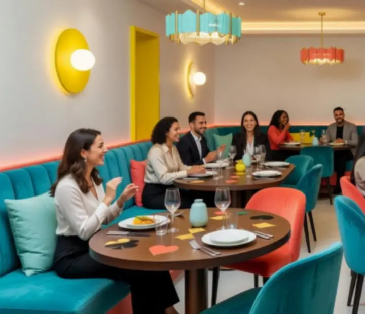 Moderní interiér restaurace SazkaStar s casino atmosférou
