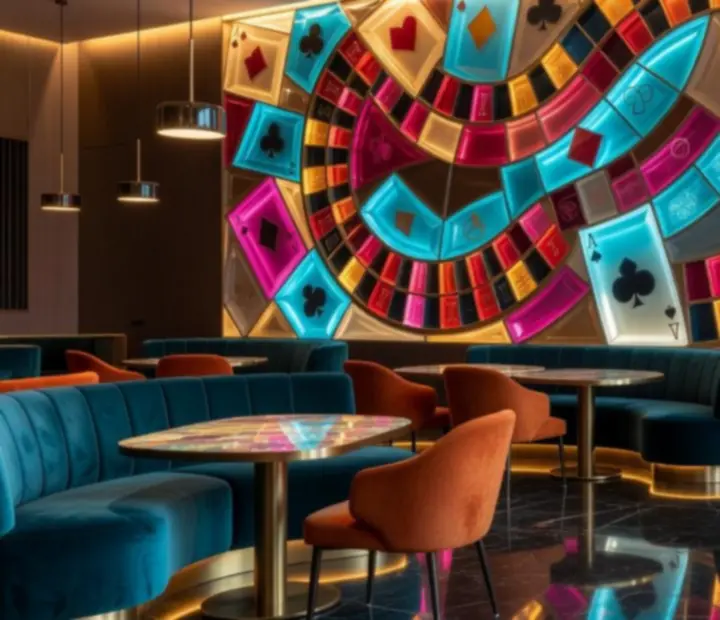 Stylové prostředí moderní casino restaurace SazkaStar se zaměřením na ochranu obsahu