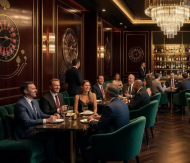 Hosté v moderním casino lounge interiéru restaurace SazkaStar