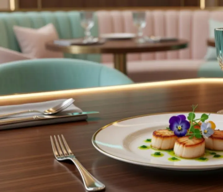 Detail moderního interiéru restaurace inspirovaného casino designem