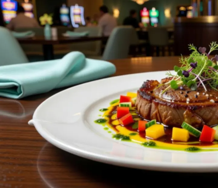 Elegantně naservírovaný hlavní chod v casino restauraci